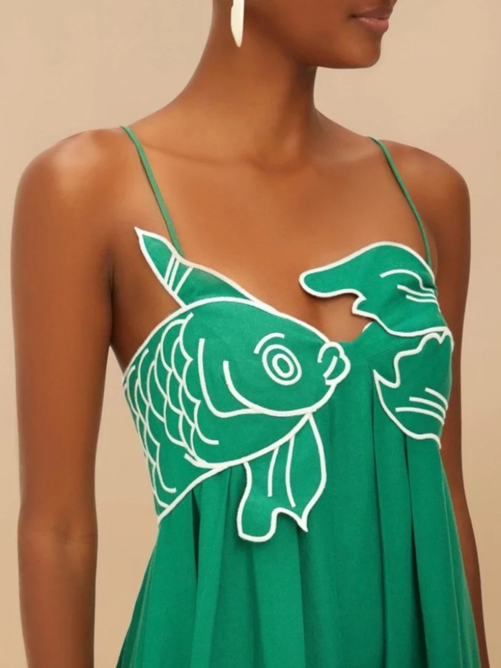 Farm Rio, Green Fish Top Maxi Dress, Size Small, New with Tags - Picture 2 of 4